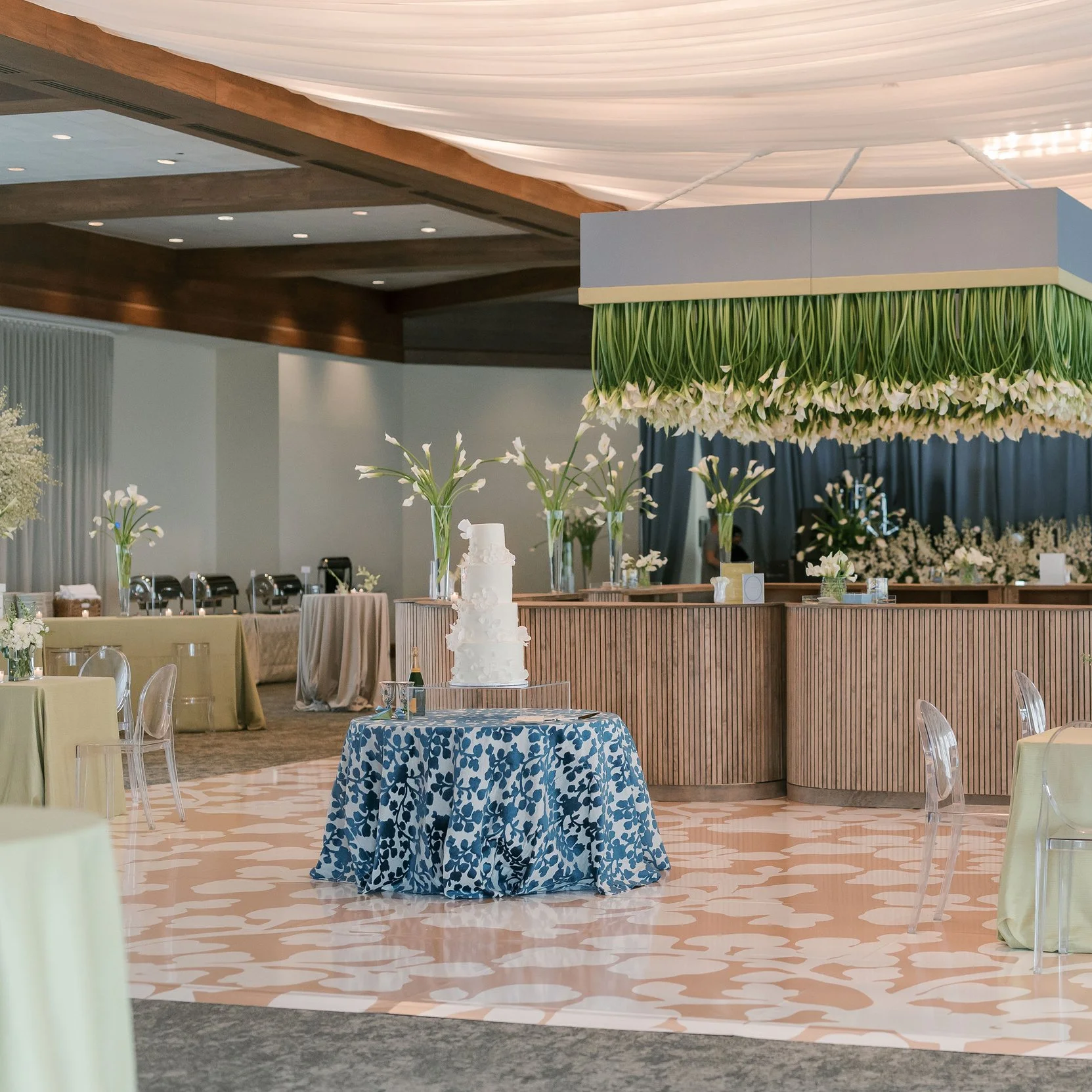 blue floral velvet tablecloth