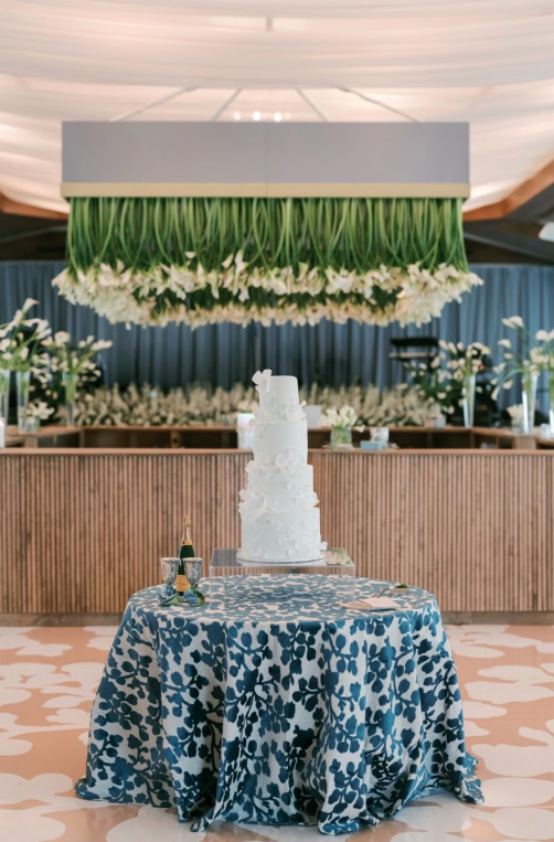 blue velvet floral cake tablecloth