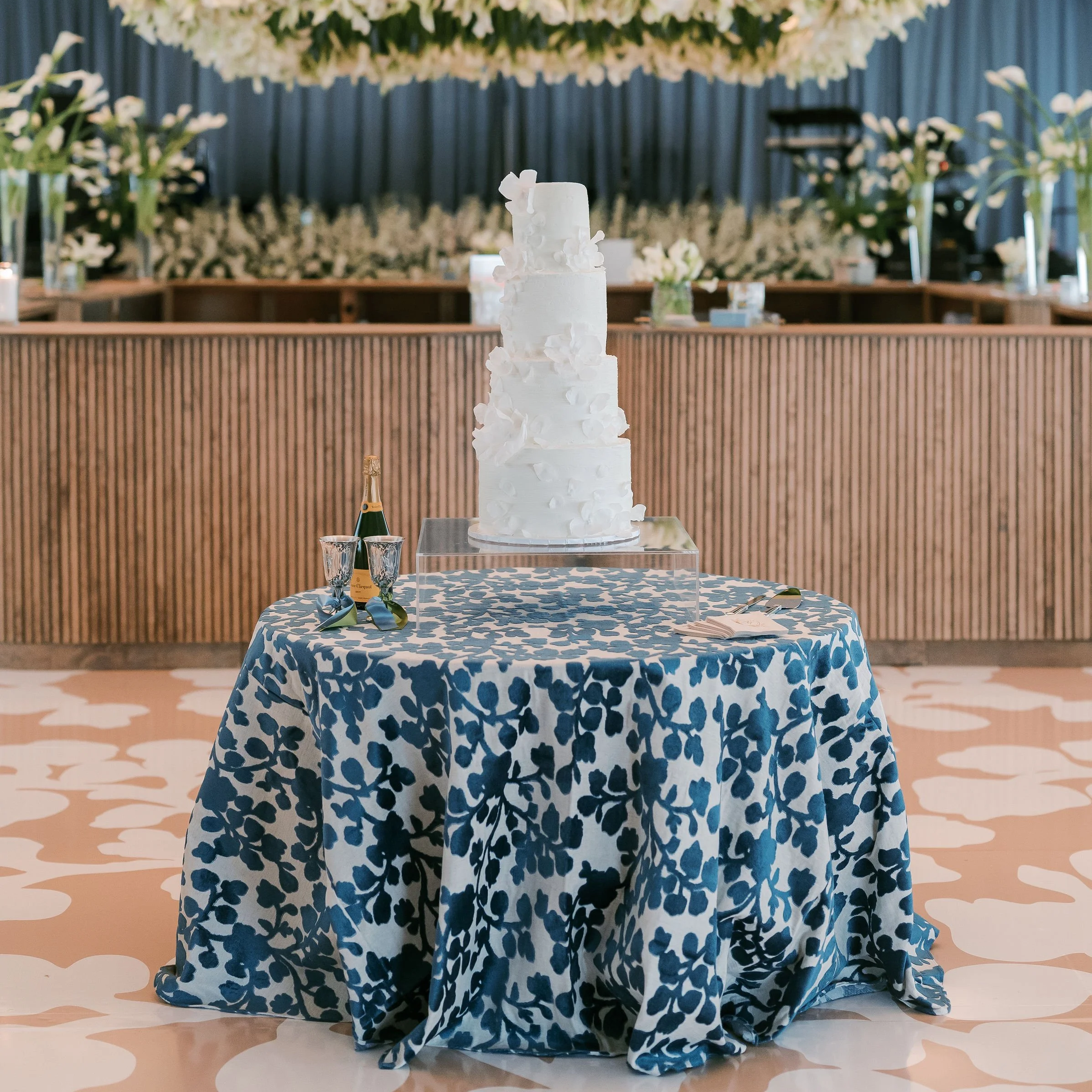 blue floral velvet tablecloth