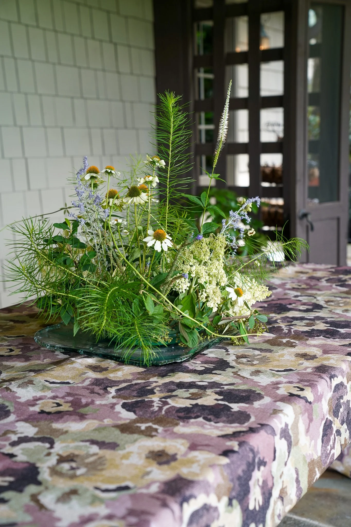 purple brown yellow floral tablecloth
