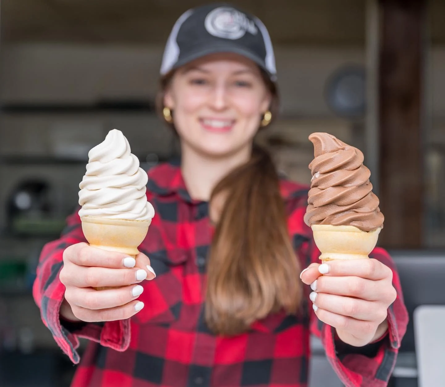 It’s the LAST weekend of the season to grab a creemee- and what a perfect one it is!  We will be open from 12-7 today and tomorrow, and our flavors are:
Maple
Vanilla
Chocolate (dairy free)
See you soon!