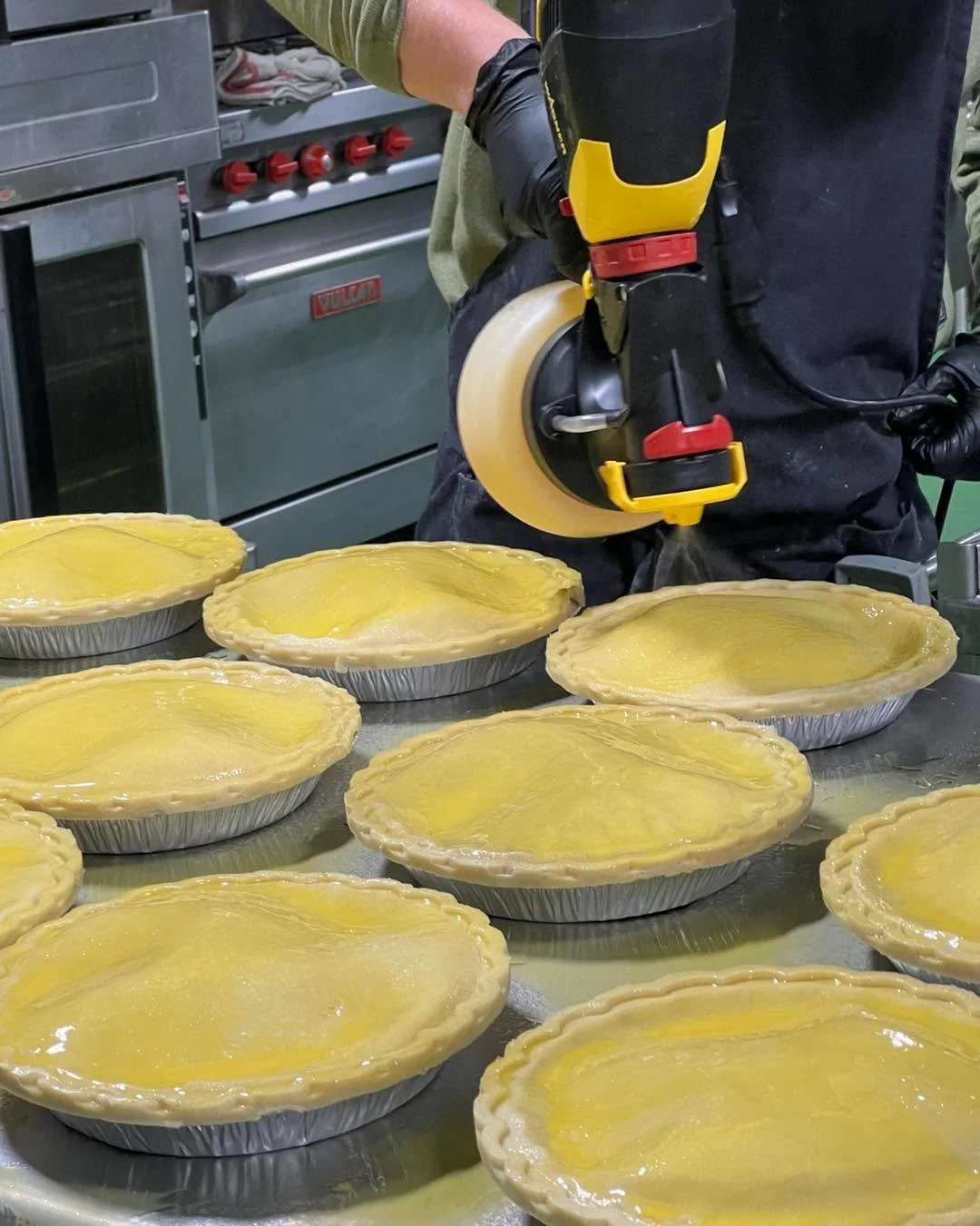 How do you egg- wash 200 pies?  With a paint sprayer of course! (Calm down. It was only ever used for eggs😂)