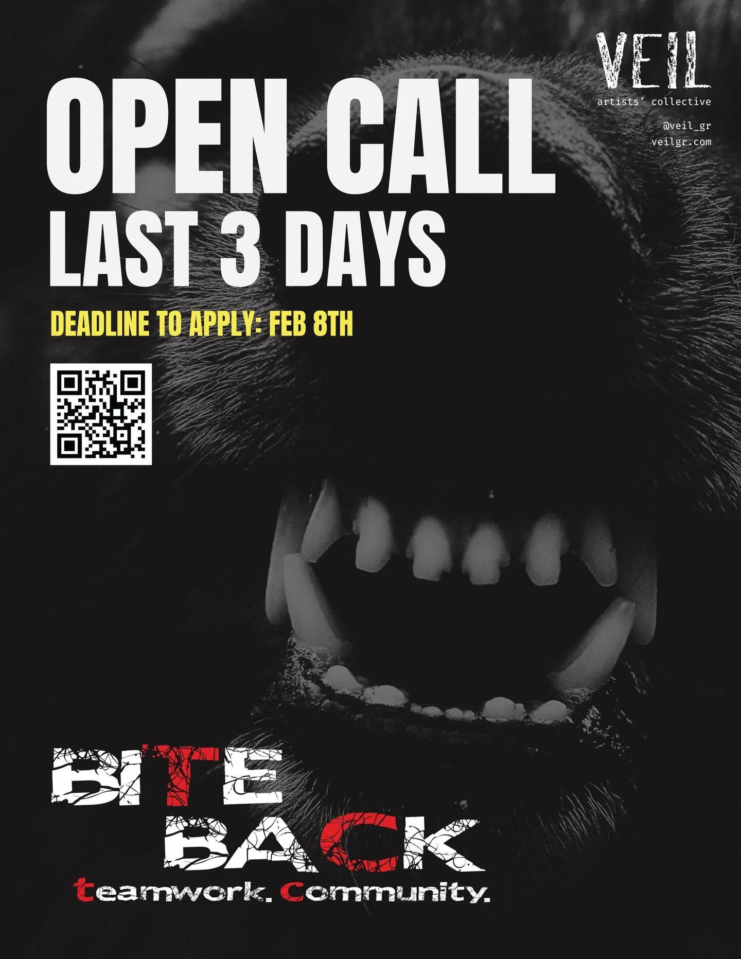 ONLY 3 DAYS LEFT if you&rsquo;re hoping to participate in the upcoming exhibition, Bite Back. 

VEIL presents &ldquo;bite back&rdquo;, an exhibition for community involvement and togetherness, hosted at @morningritual_coffeebar february 21st ⚔️ link 