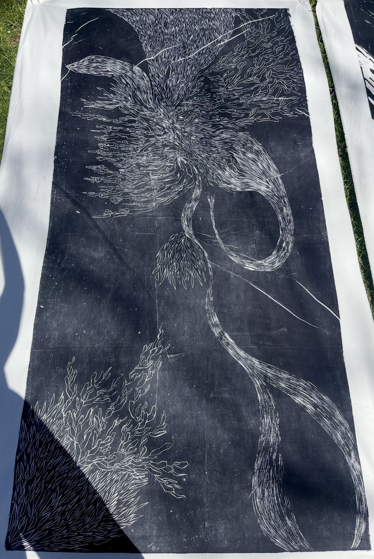 Relief print on fabric