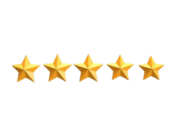 Five gold stars arranged in a row