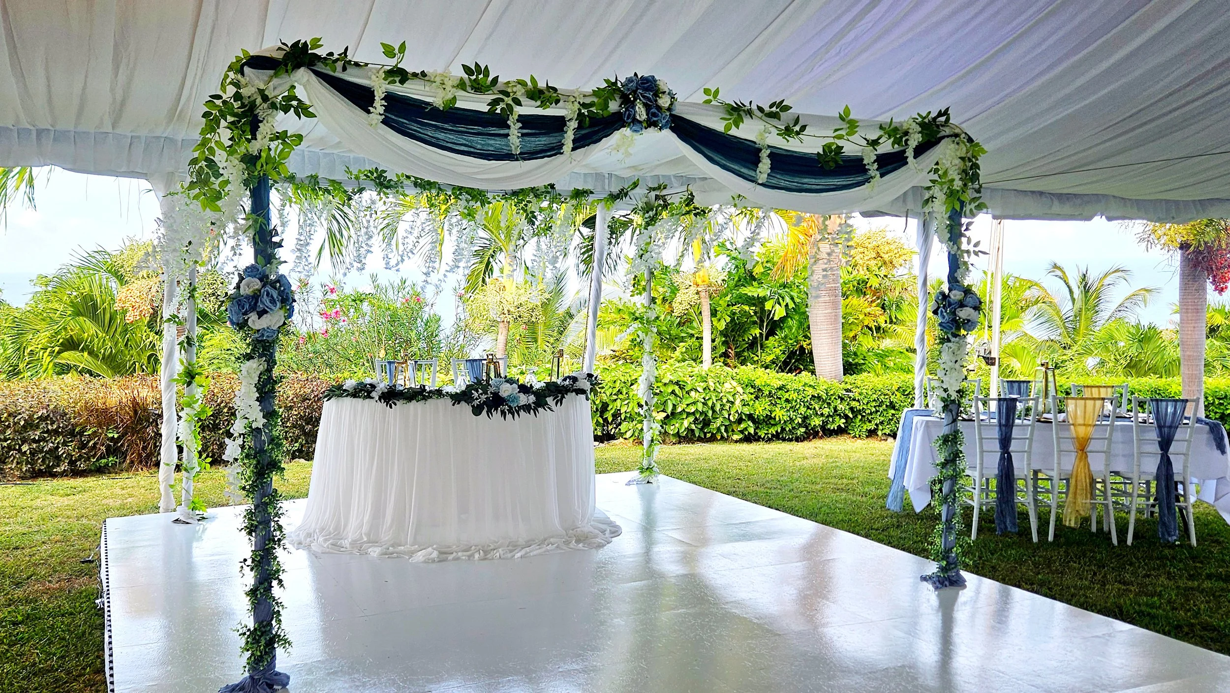 Wedding head table decor White dance floor