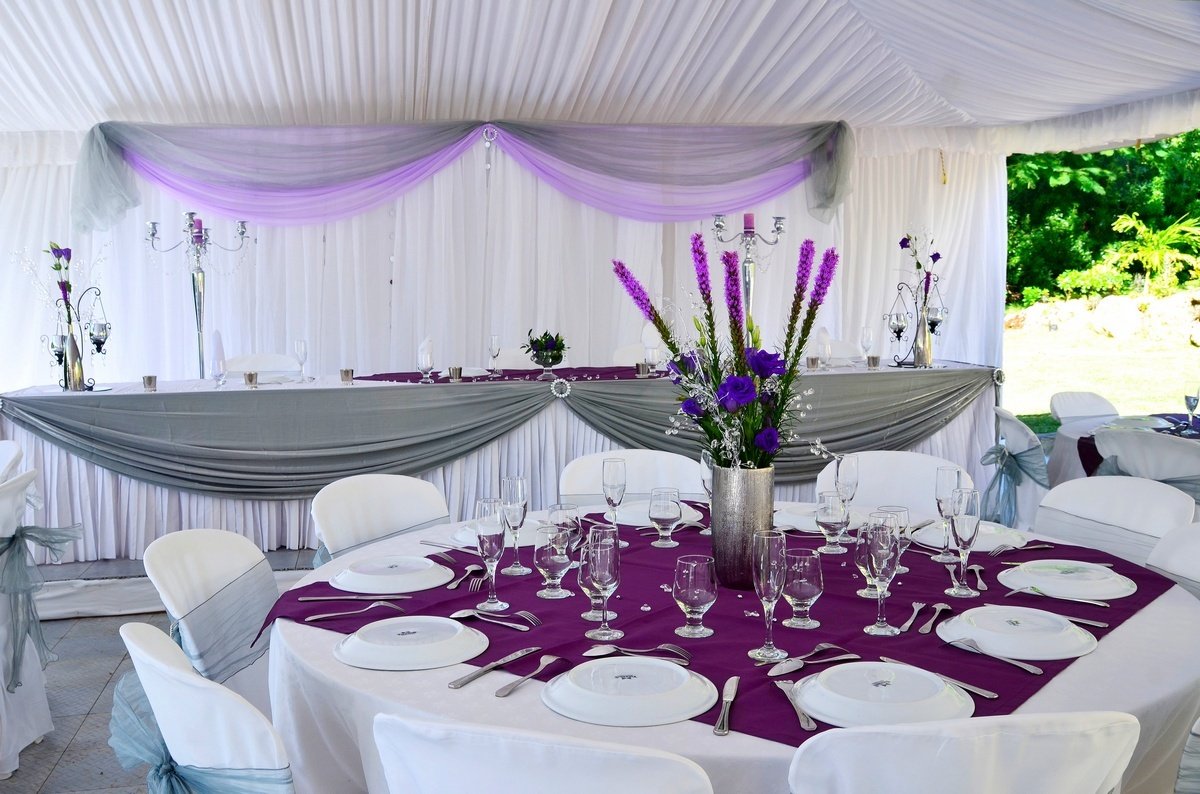 Purple and Silver wedding decor