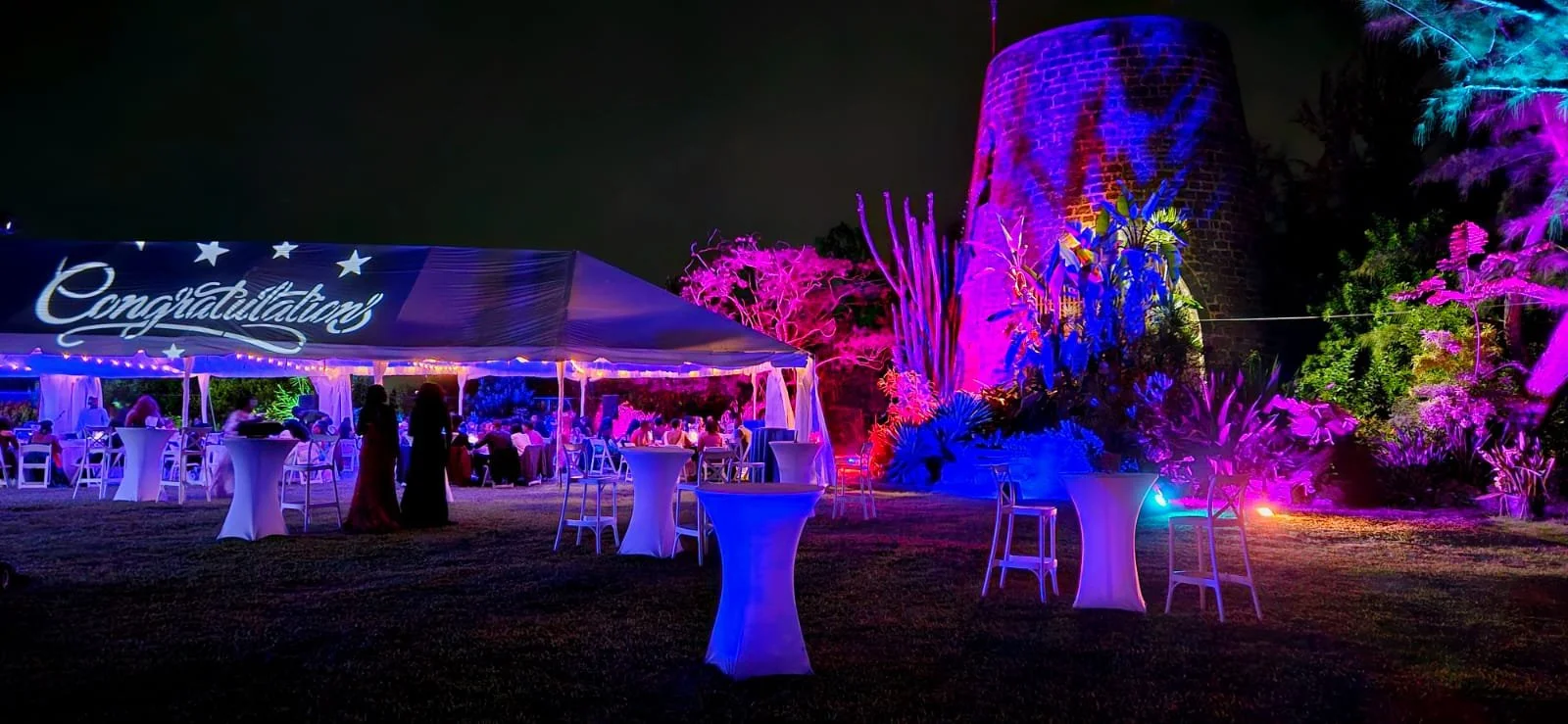 Graduation Event with cocktail party outside of tented dinner area