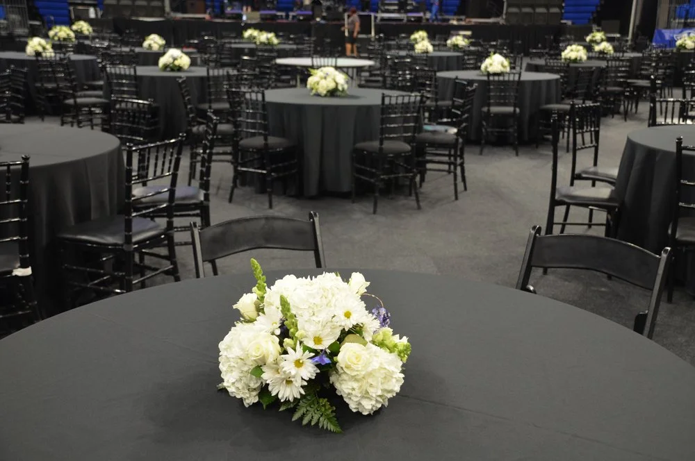 Guest seating arranged for a college athletic fundraising concert