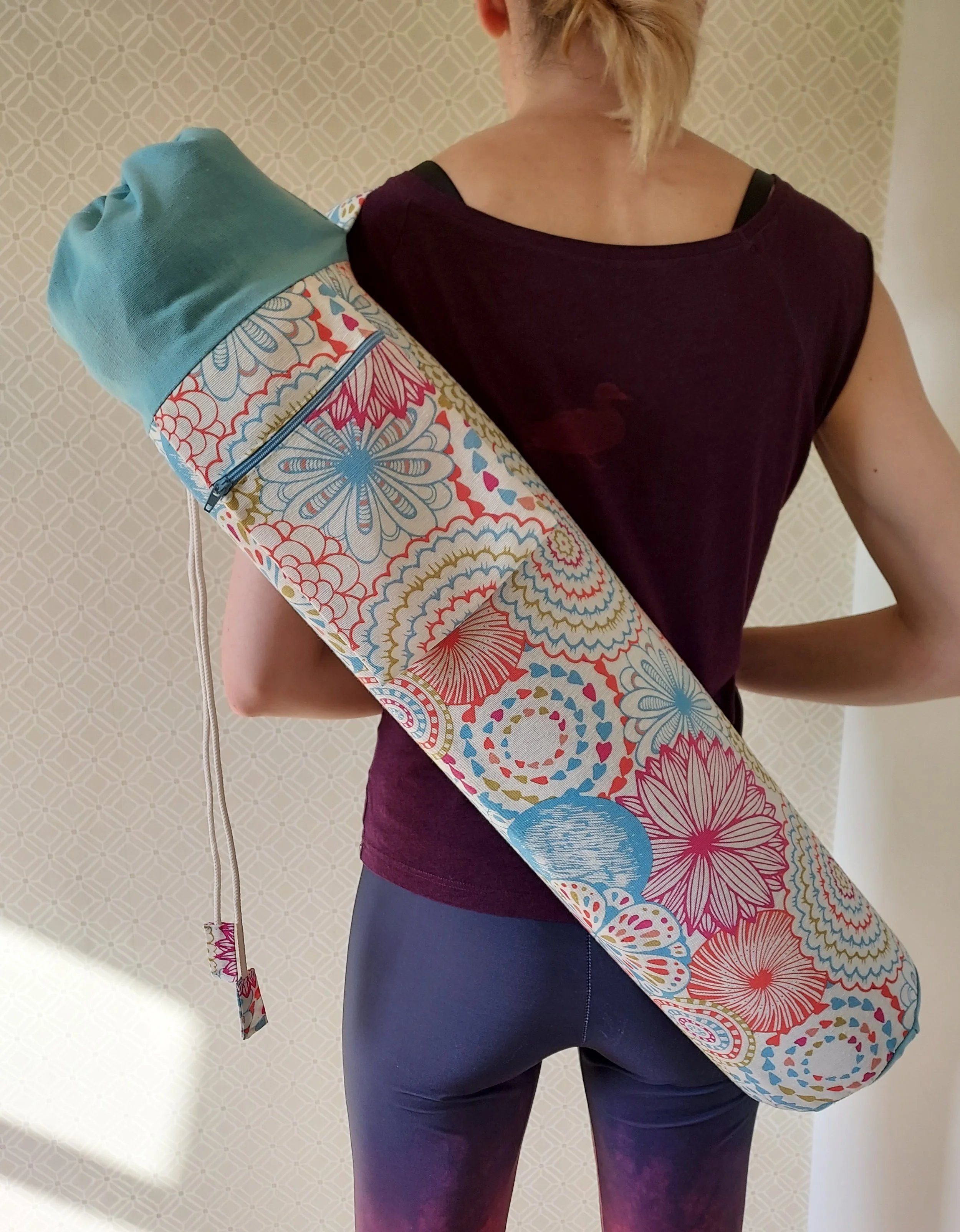 Spring Flower Print Yoga Mat Bag