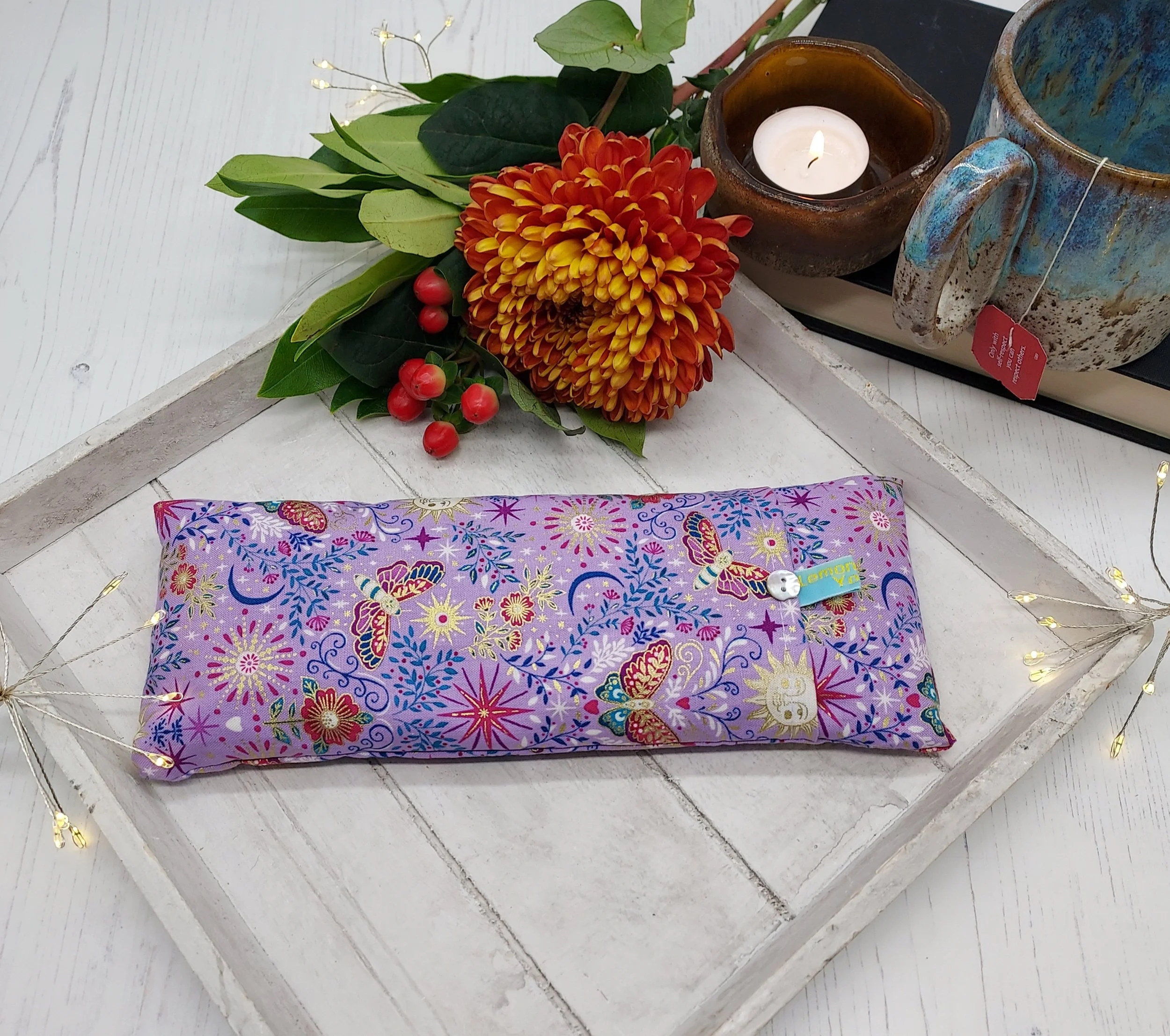 Lilac Butterfly Pattern Lavender & Wheat Eye Pillow
