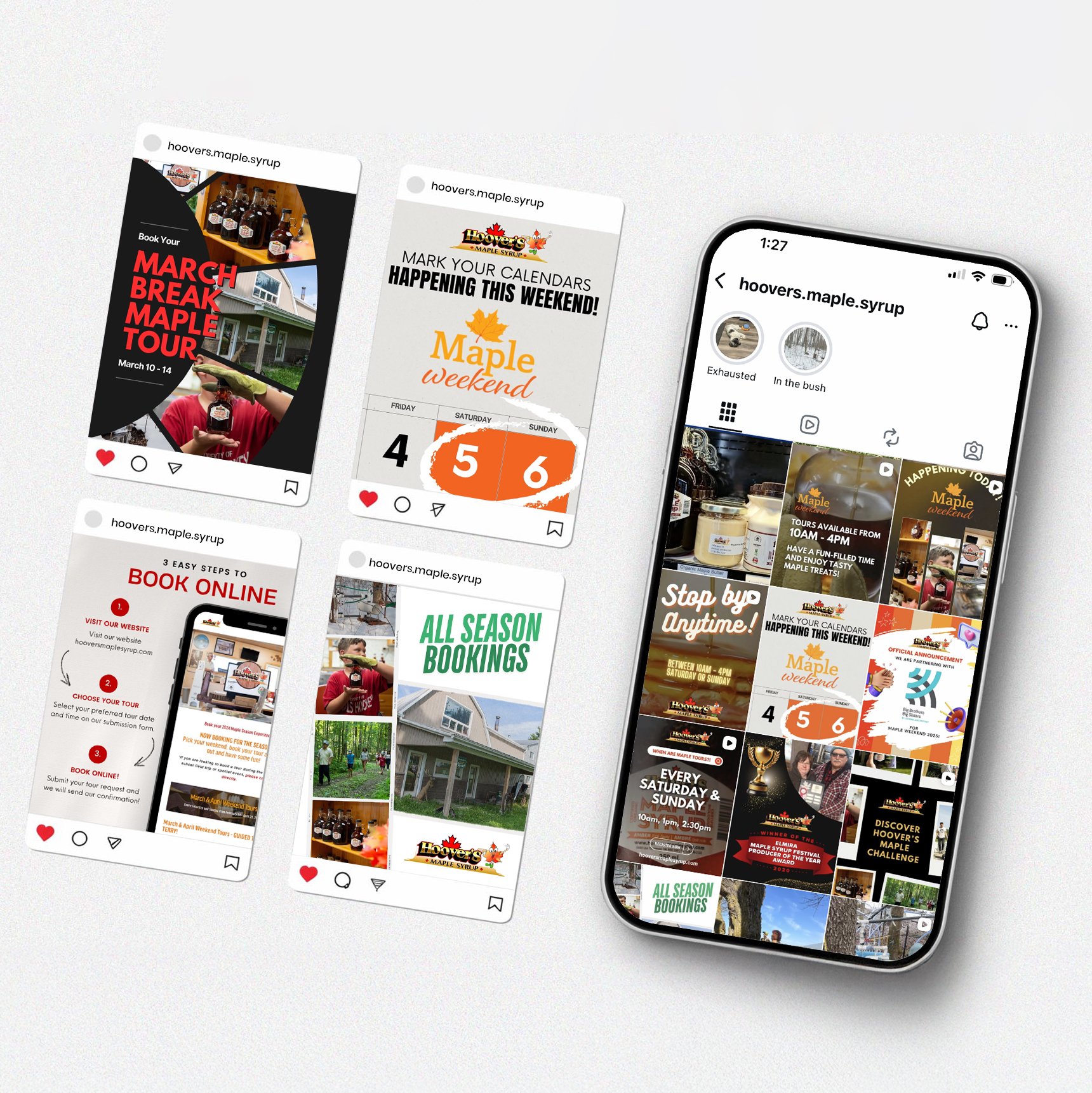 Social Media Posts for Hoovers Maple Syrup