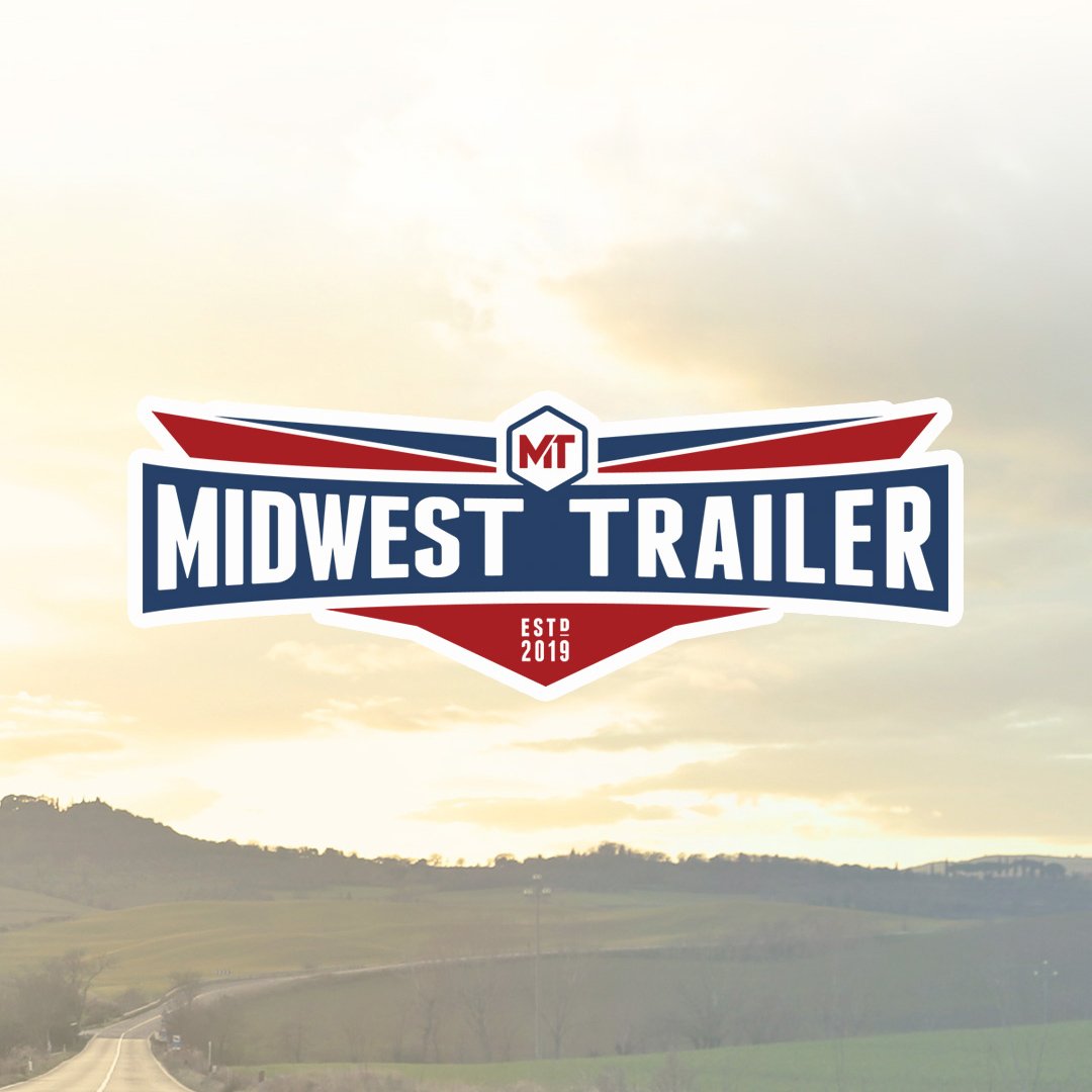Midwest Trailer logo with a sky and rural landscape background.