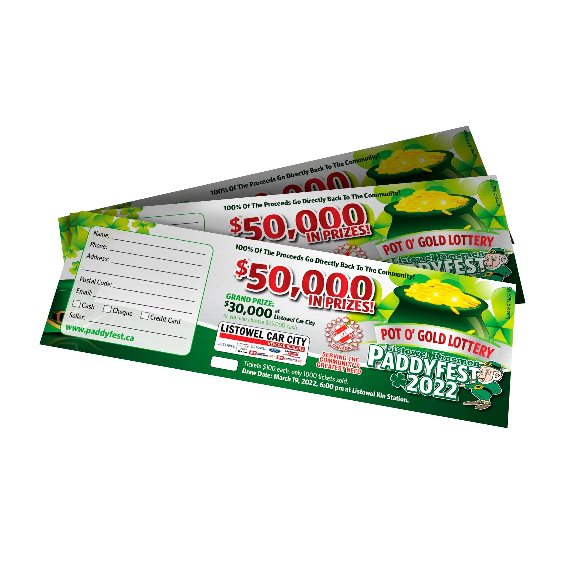 Numbered Tickets and Flyer Design for Listowel Paddyfest Lottery