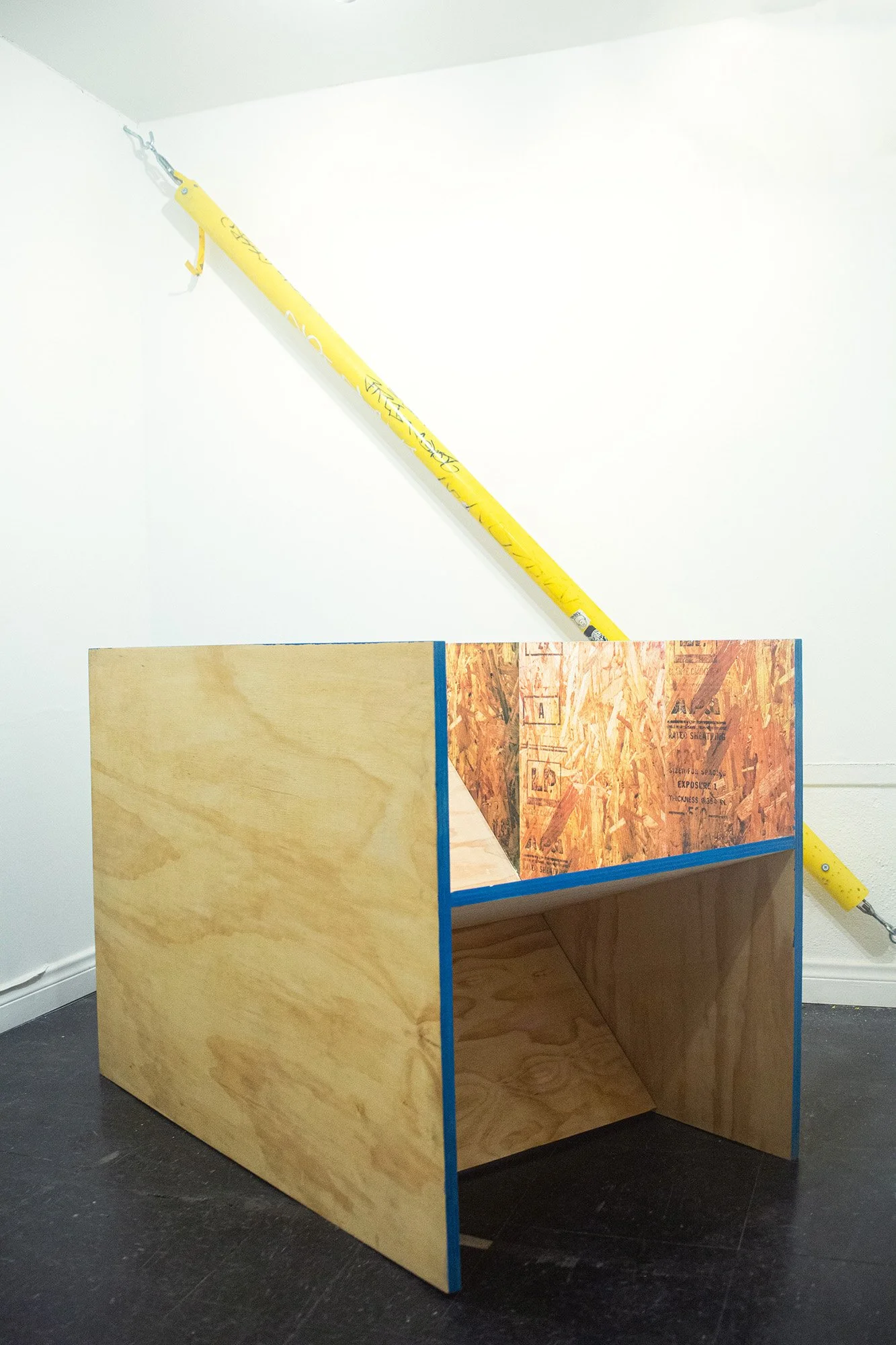 Andy Little & Thomas Macie
Untitled Prototype, 2024
Plywood, spray paint, screenprint
41” x 26” x 30”