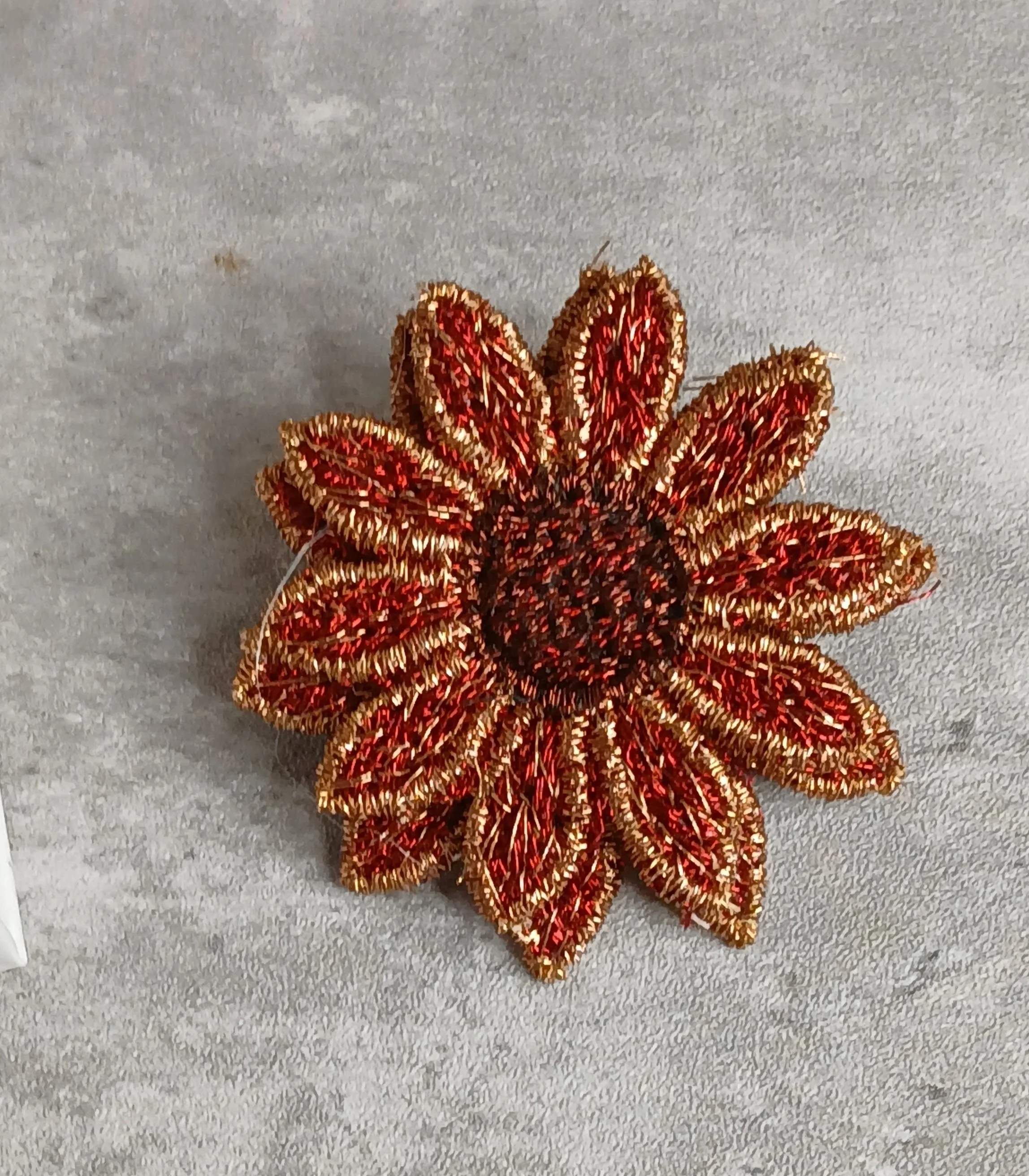 Embroidered Metallic Brooch