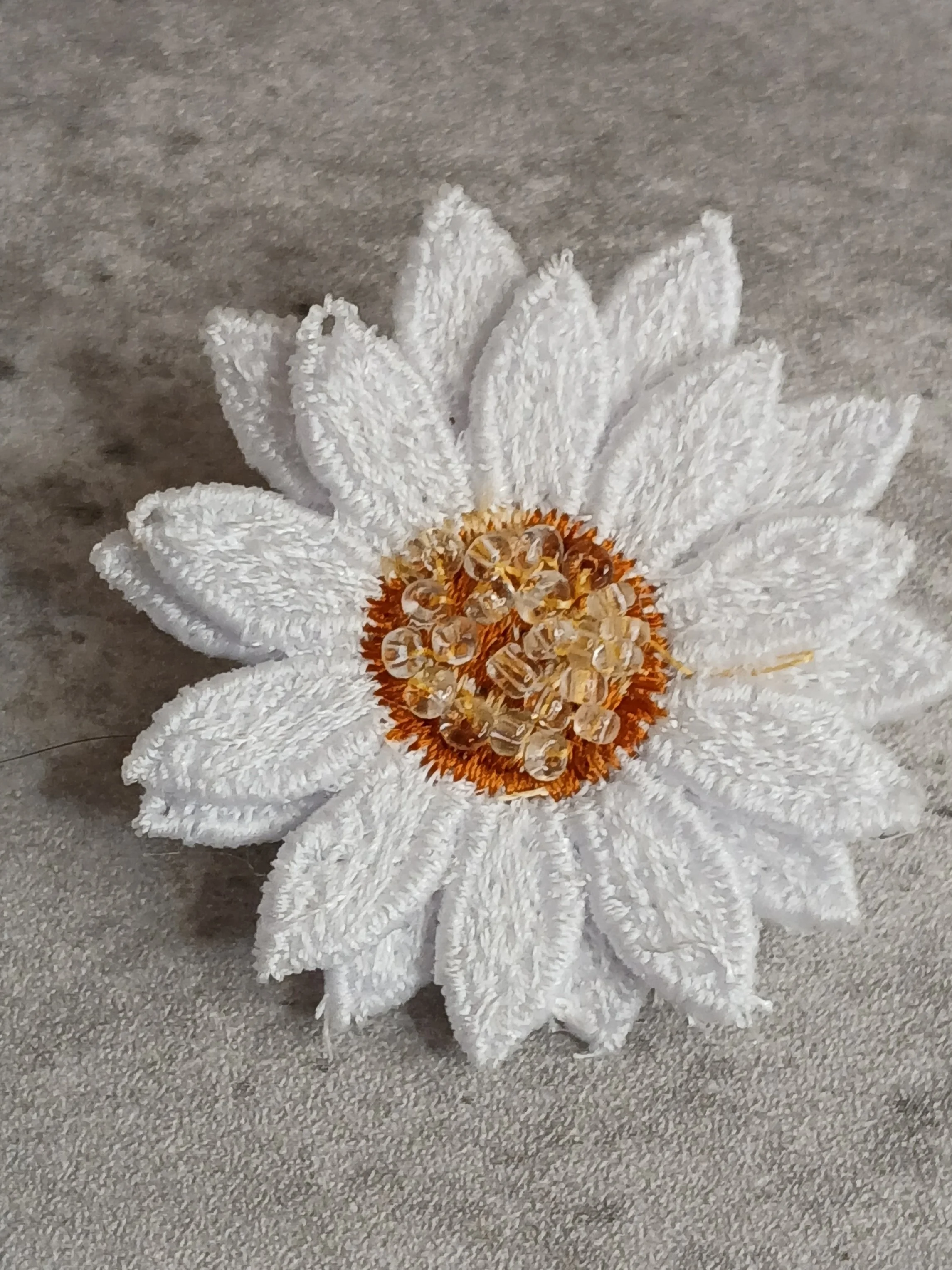 Embroidered Daisy Brooch