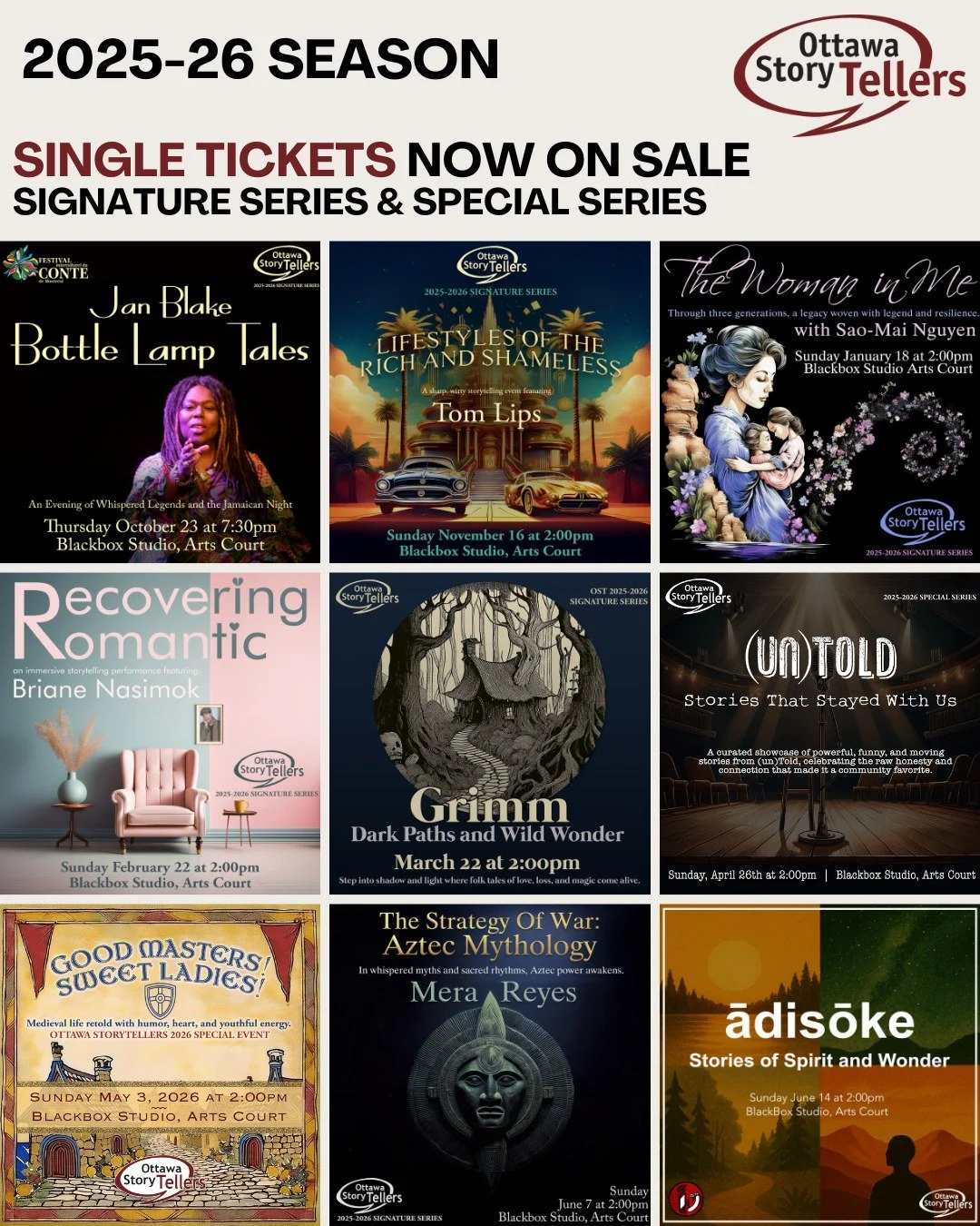 Did you hear that all 9 events in our 2025&ndash;26 season are now on sale?

From powerful performances to unforgettable stories, this season is packed with incredible storytellers you won&rsquo;t want to miss.

🎟️ Choose your own adventure with sin