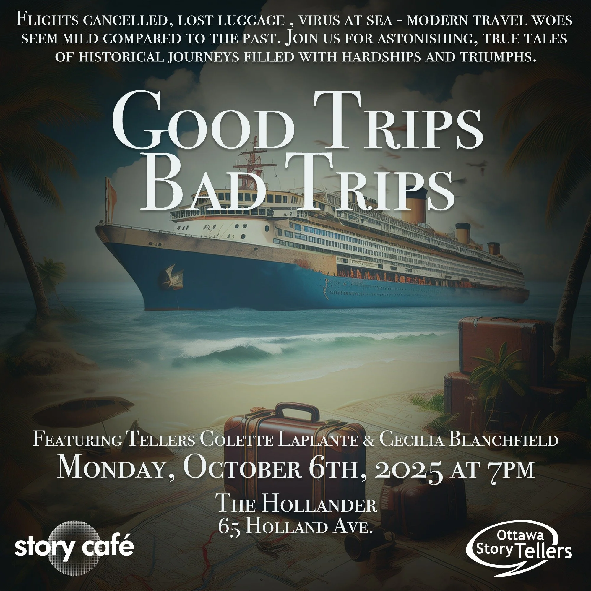 Story Cafe returns this Monday! 

After a summer off, our monthly Story Cafe returns to The Hollander this Monday at 7pm with stories of trips and travels from Colette LaPlante and Cecilia Blanchfield.  Grab a drink and some dinner and join us at Sto