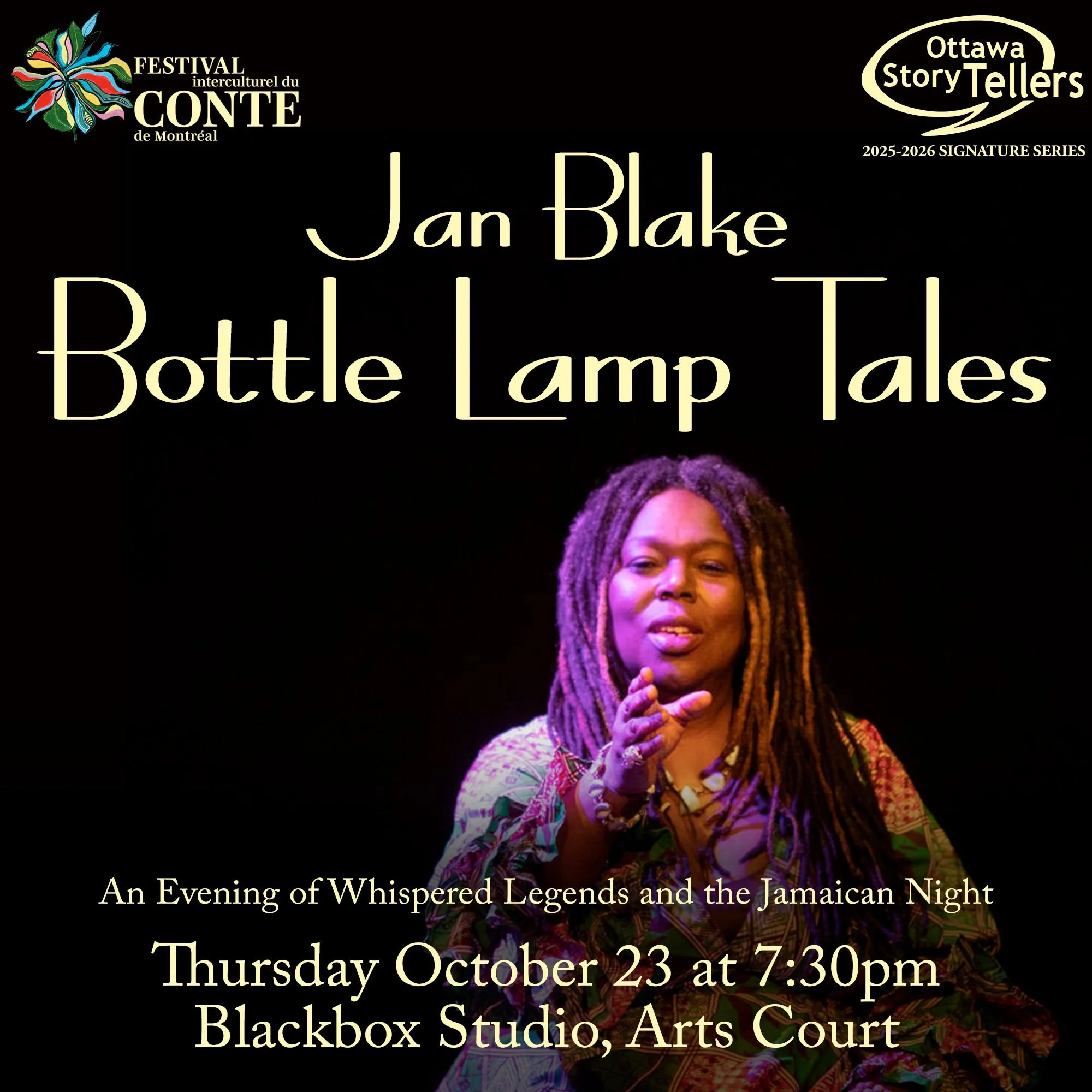 The Signature Series returns this month with Bottle Lamp Tales from Jan Blake! 

In Jamaica, at the end of a village bonfire, children were sent home alone after dark, leaving the parents to tell stories by the fire. The children were given bottle la