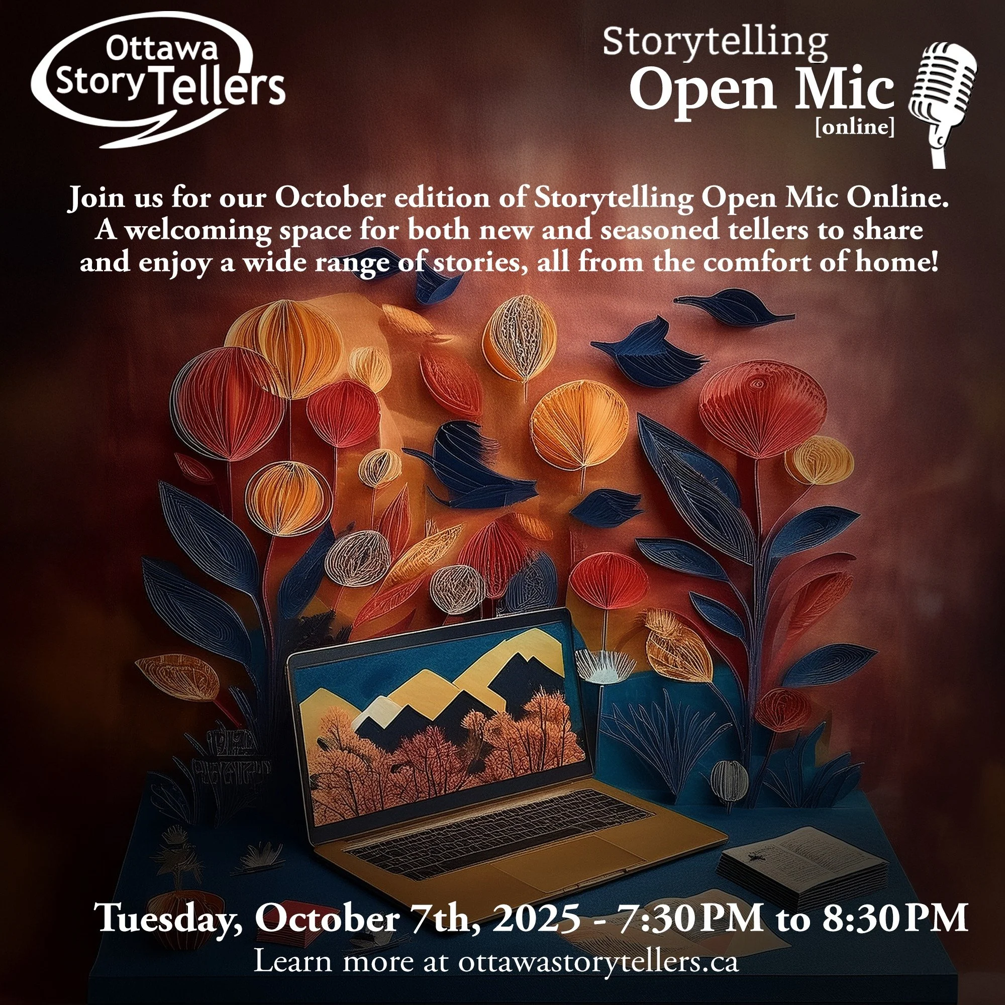 Join us tonight for our Online Open Mic! ✨

Settle in from the comfort of home and enjoy an hour of stories from both new and experienced tellers. Want to try telling a story yourself? This is the perfect chance&mdash;just hop on Zoom and give it a g