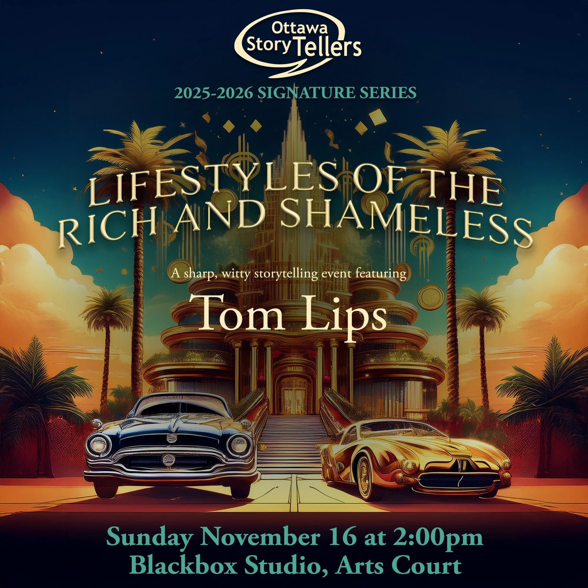 What happens when the world&rsquo;s wealthiest become&hellip; characters? 👀💸 Join storyteller Tom Lips for Lifestyles of the Rich and Shameless,  a sharp, musical, and hilarious critique of extreme wealth.

📅 Sunday, November 16 at 2:00pm
📍 Arts 