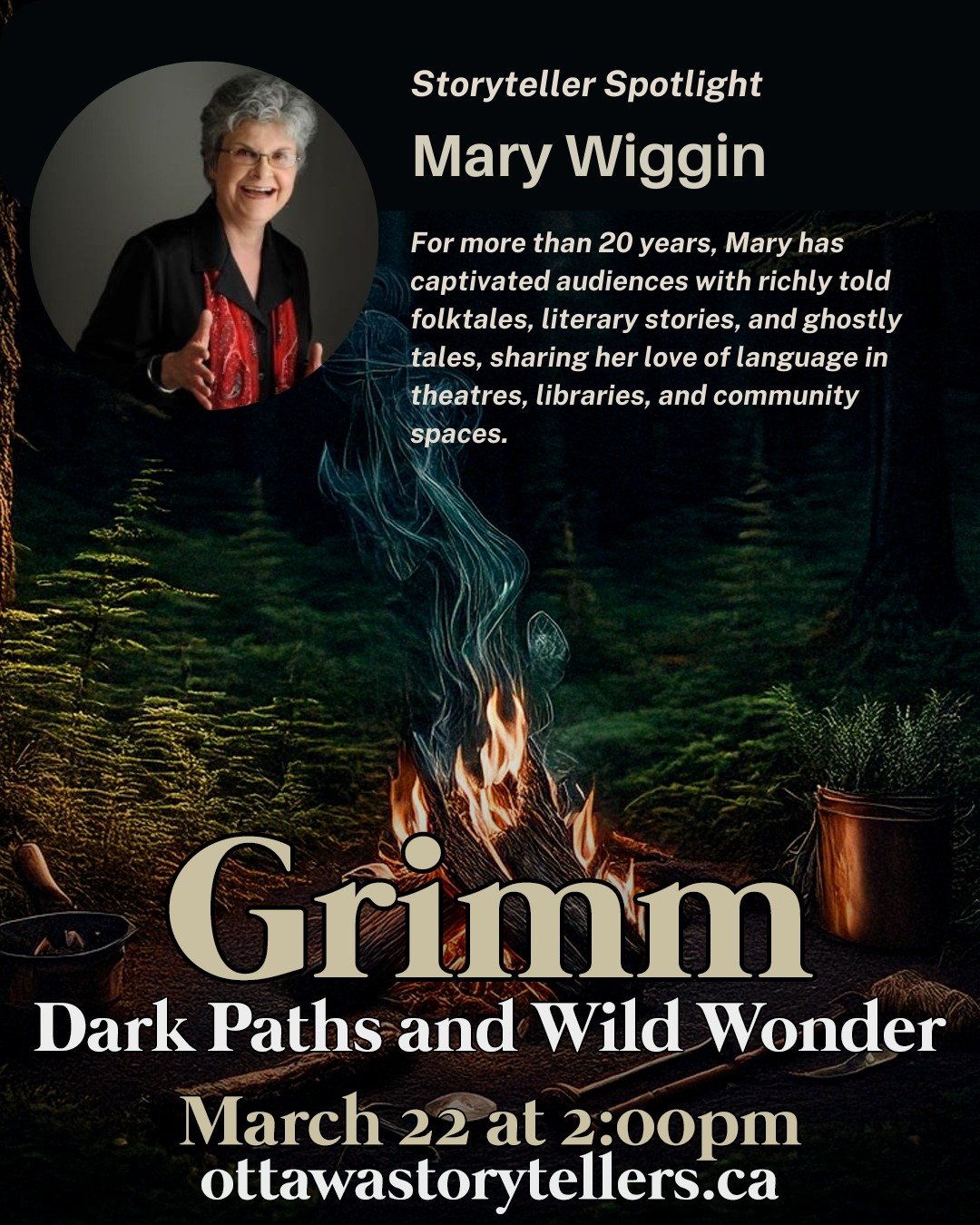 Storyteller Spotlight: Mary Wiggin!

For more than two decades, Mary Wiggin has been captivating audiences with her rich storytelling and exquisite sense of language.

She is especially known for folktales and fairy tales featuring strong heroines an
