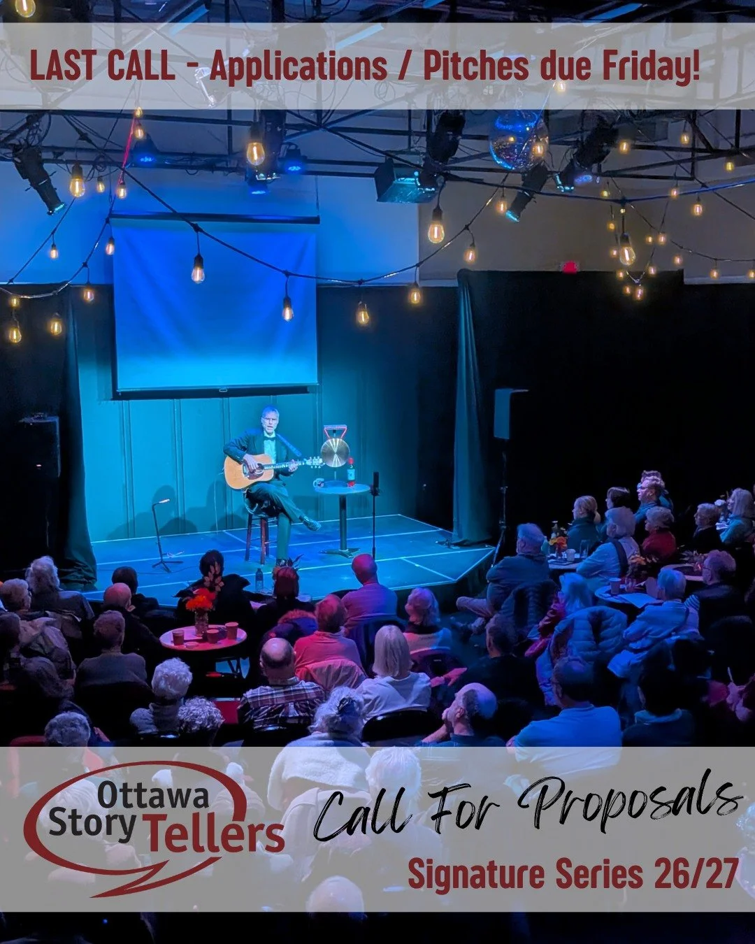 FINAL CALL! Get your applications and show ideas in by this Friday for a chance to be part of our 2026-2027 Signature Series. Apply by emailing a 1-2 page show proposal, plus a CV or bio to ad@ottawastorytellers.ca!