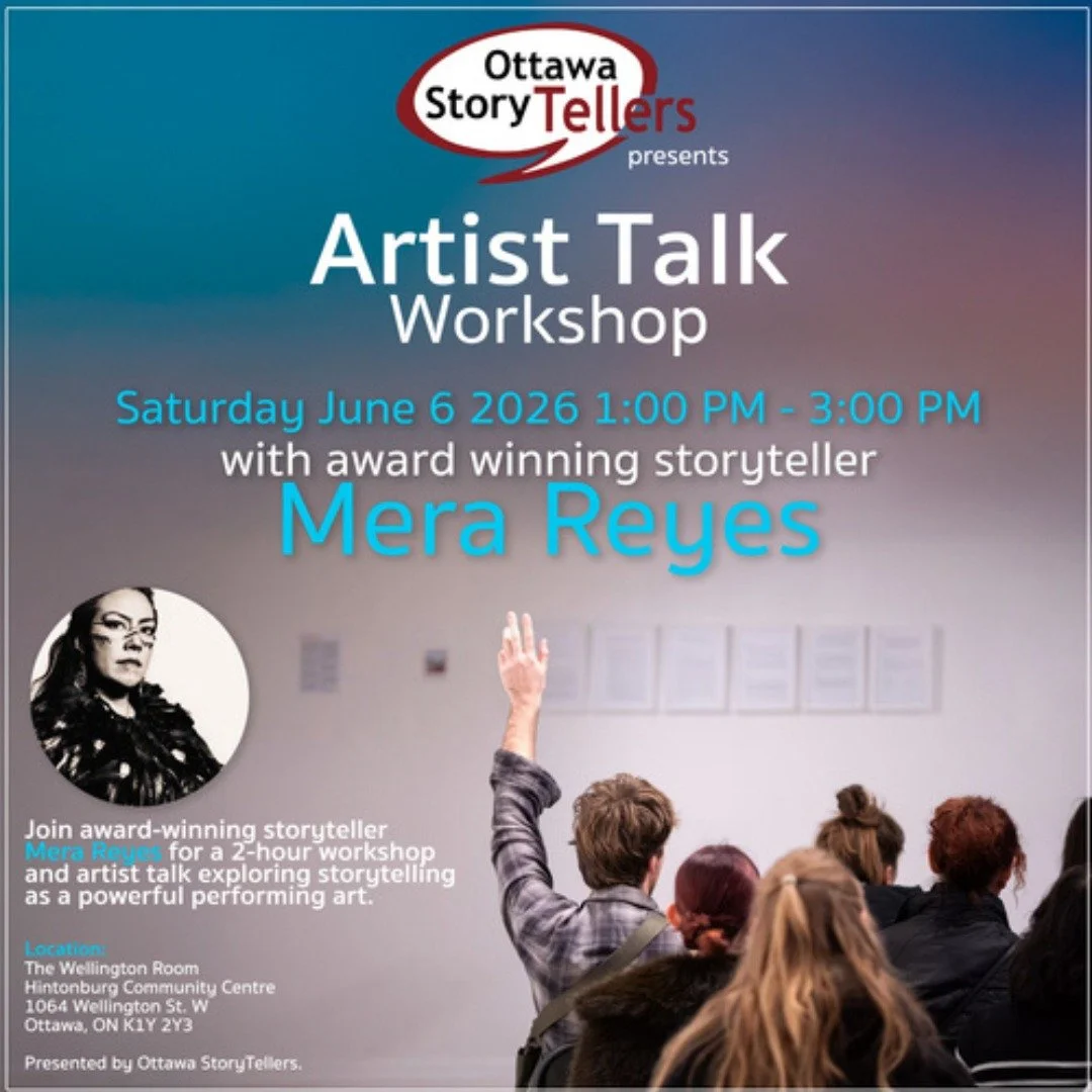 Join award winning Mera Reyes for a 2 hour workshop and artist talk as she dives into her journey as a storyteller and her skills as a performer!  Register now and join us this Saturday for an amazing opportunity to hear from a gifted teller. 

Regis