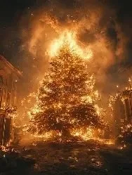 CHRISMAS TREE BURNING all day 