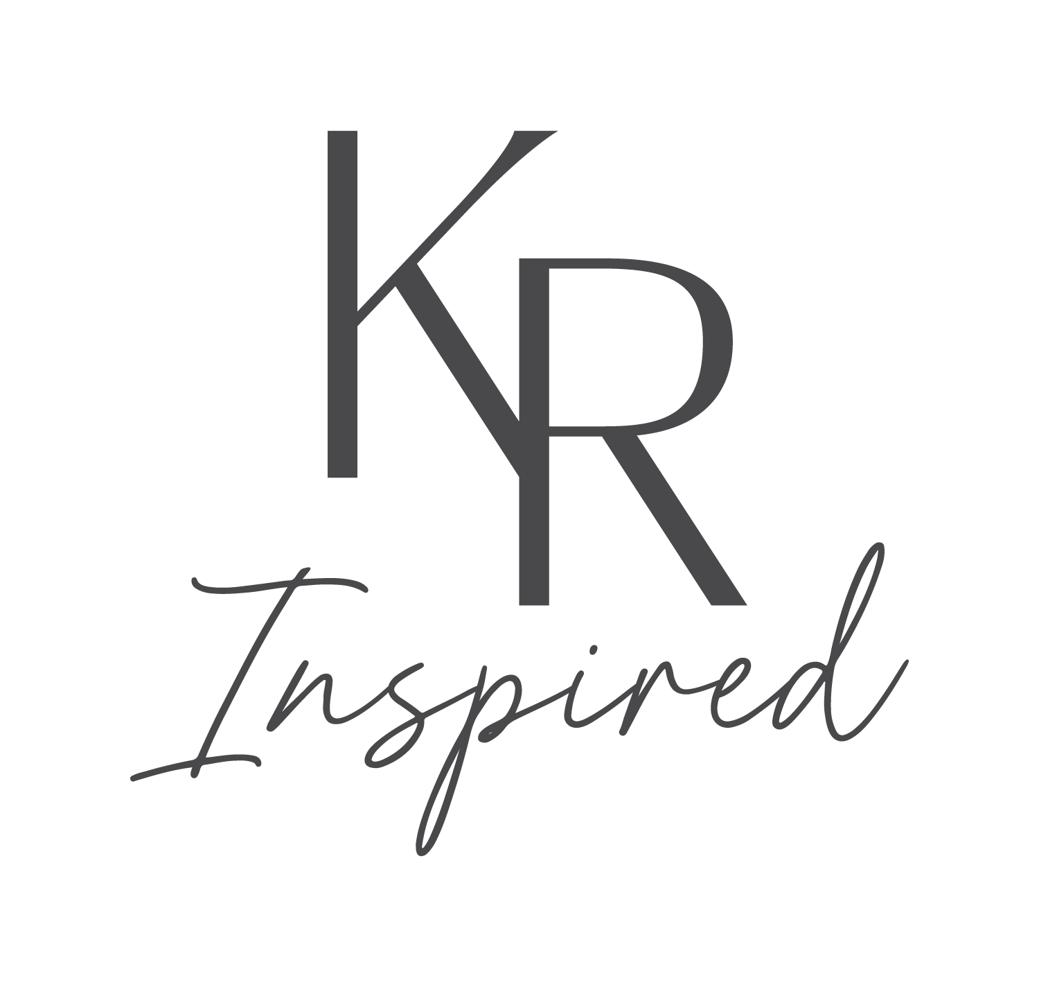 Logo with the text 'KRR Inspired' in black and gray on a black background.