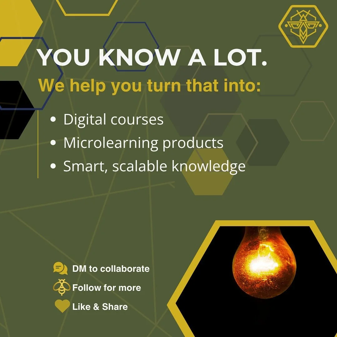 You already have the value.
Now it&rsquo;s time to scale it.

At BeeHex, we help you turn your expertise into:
🐝 Digital courses
🐝 Microlearning products
🐝 Smart, scalable knowledge assets

So your audience can learn better &mdash; and your impact