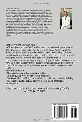 Back cover of a book titled 'Empowerment starts at home' by Jane Morales, with a synopsis about the author and themes of the book.