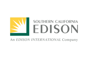 Southern California Edison logo with a yellow sunburst icon and green and gray text.