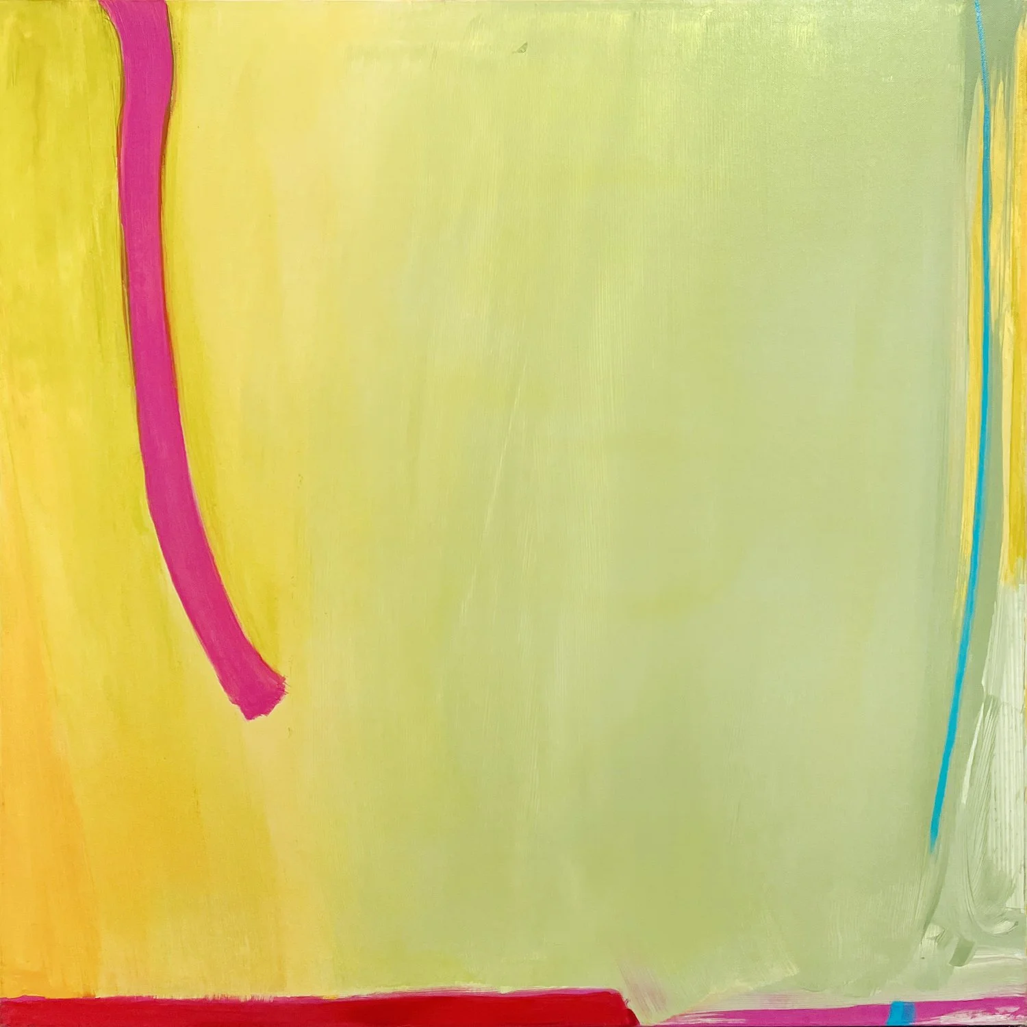 Elizabeth DaCosta Ahern Joyful Noise II, colorfield abstraction, shades of vibrant greens, yellow and pinks