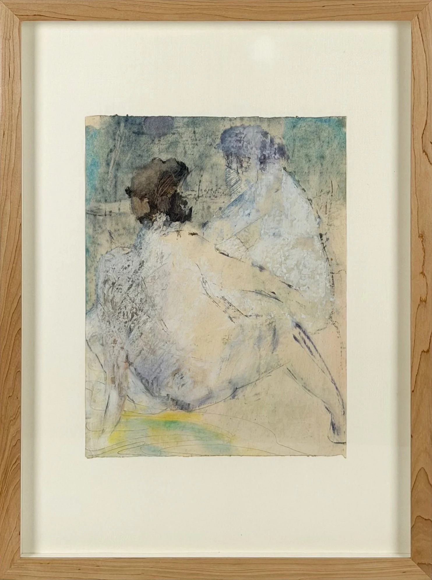 Stanley Boxer Untitled Figure Study (305D-61), framed, mixed media work on paper of two female figures in nude sitting down together