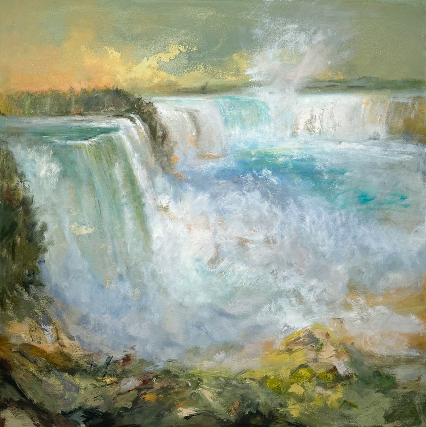 Kathy Buist  Niagara Falls from the American Side After F. Church, oil painting study of Niagara falls