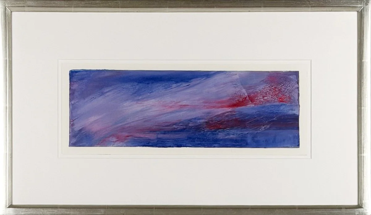 Coins of Time - Untitled (White, Blue, Red) - abstract colorfield painting using blue, white and red