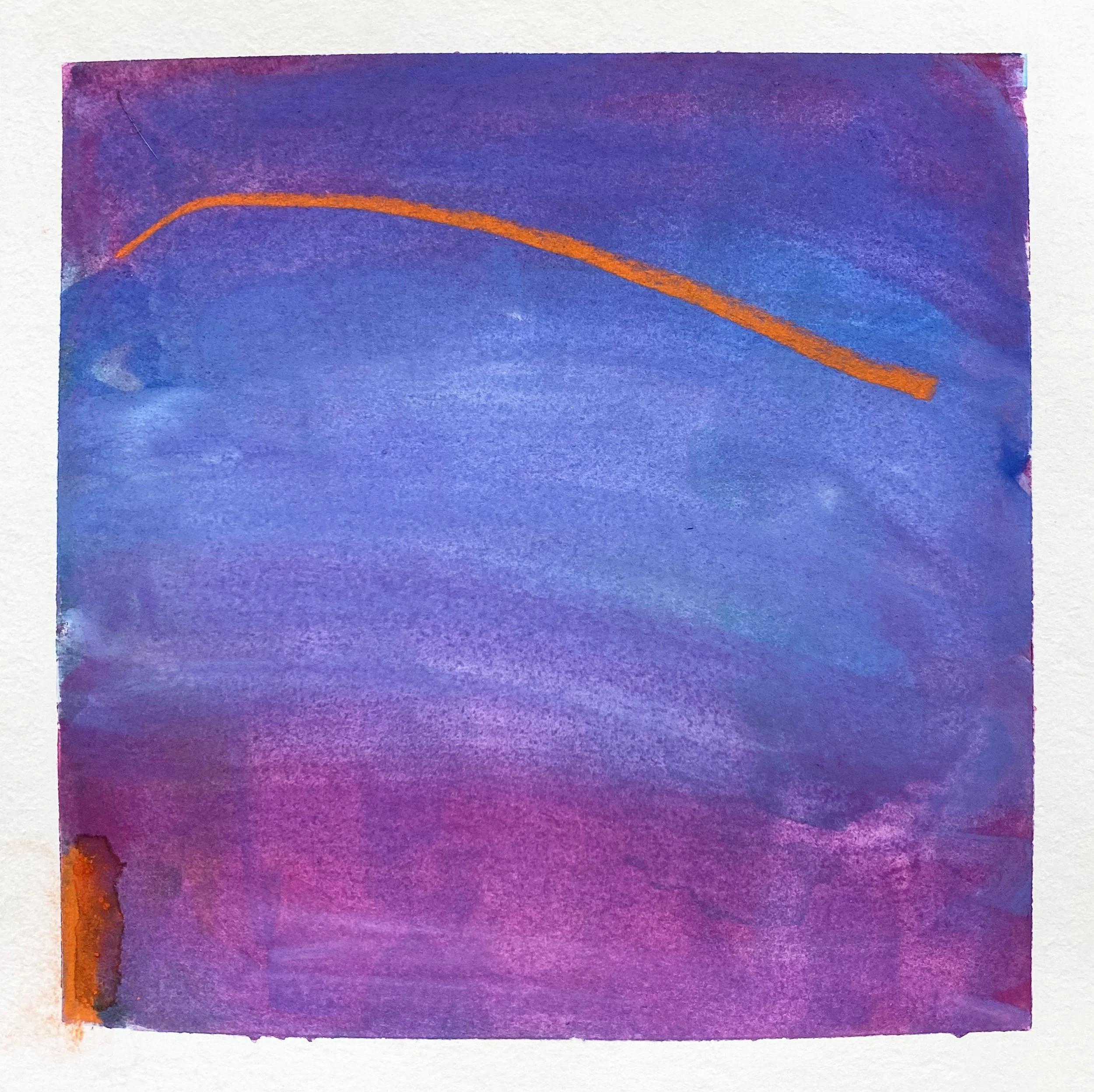 Elizabeth DaCosta Ahern - Untitled - abstract  painting square of blue and magenta ombre with a red streak