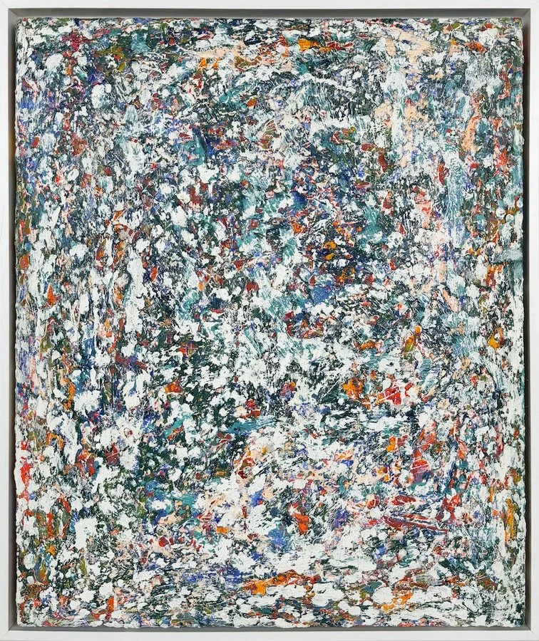 Susan Coley Morning Meditation: New Light, abstract oil painting in multicolor with thick texture