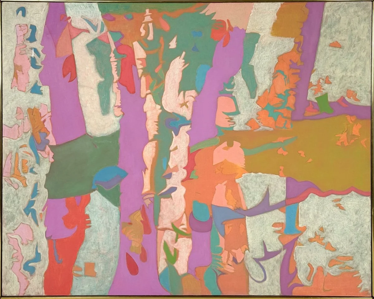 Ralph Wickiser Intersession, abstract oil painting in pastel color shapes