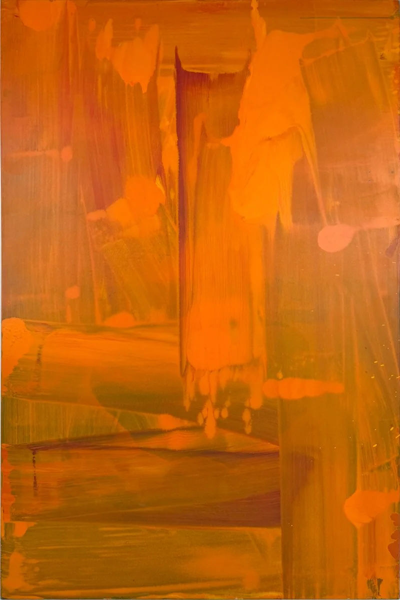 Susan Coley, Visitation, abstract painting large orange brushstrokes