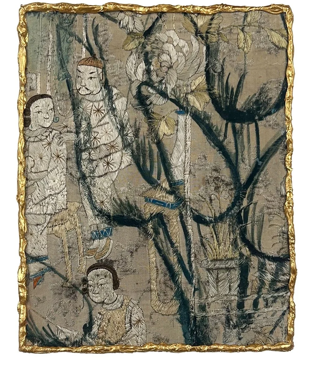Natasha Zupan - Afterglow #61, mixed media collage with gold, fabric
