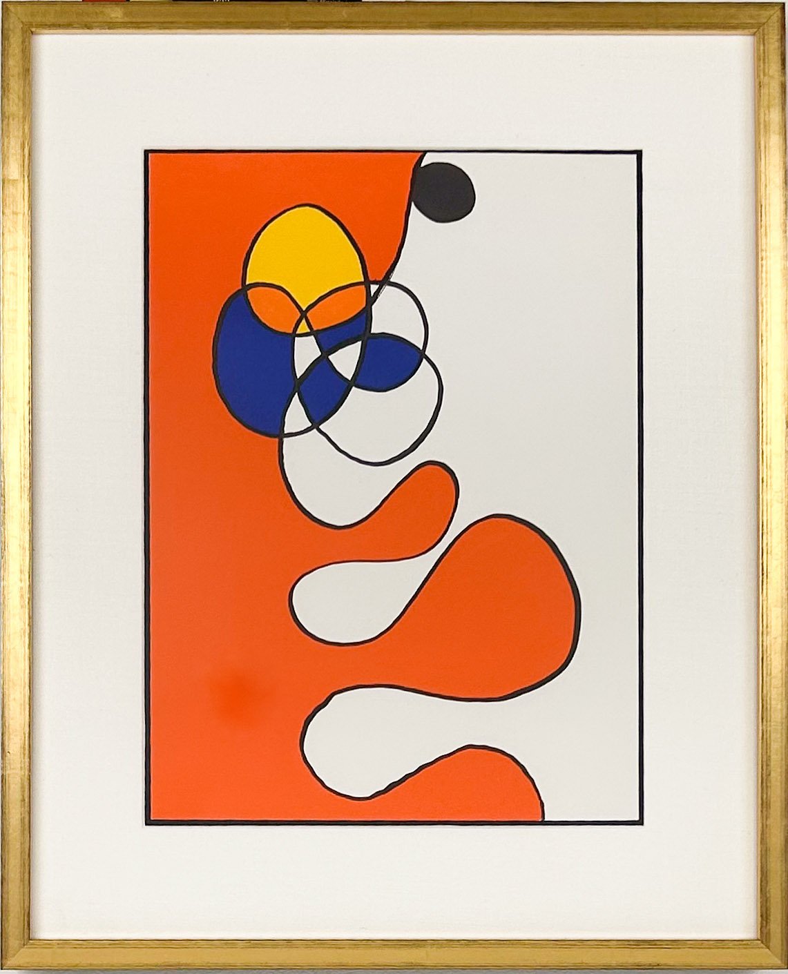 Alexander Calder  Untitled from Derriere le Miroir, framed lithograph with squiggles and filled in shapes of color