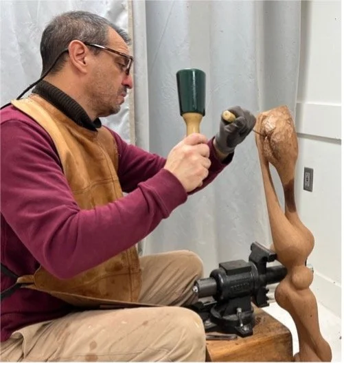 Fermin Castro sculpting in his studio