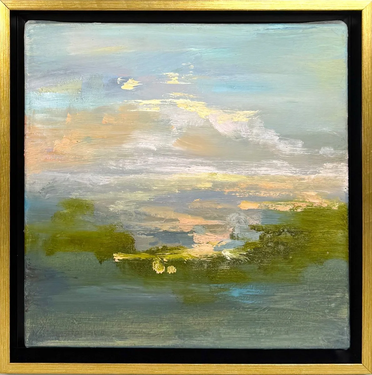 Kathy Buist Touches of Light abstract oil painting in multicolor with atmospheric composition