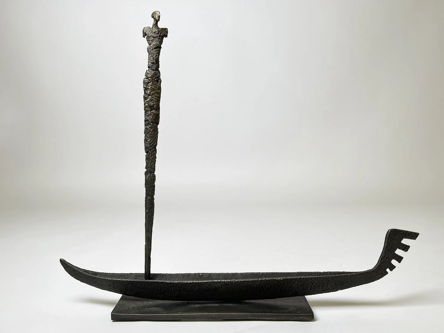 Gustavo Torres, Gondolier, abstracted tall slender figure, standing on a gondola boat