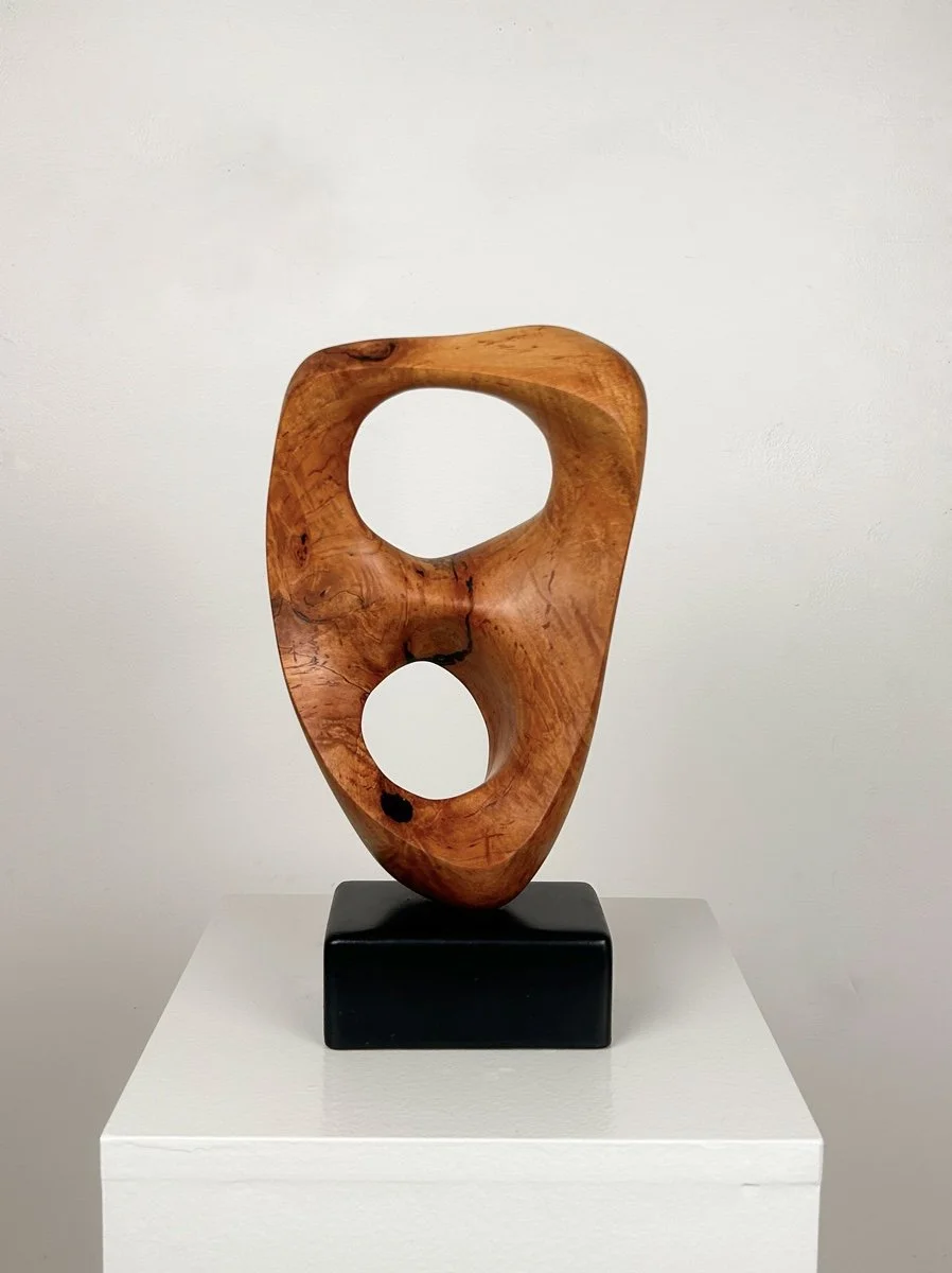 Fermin Castro Divergence, abstract silver maple wood sculpture and base