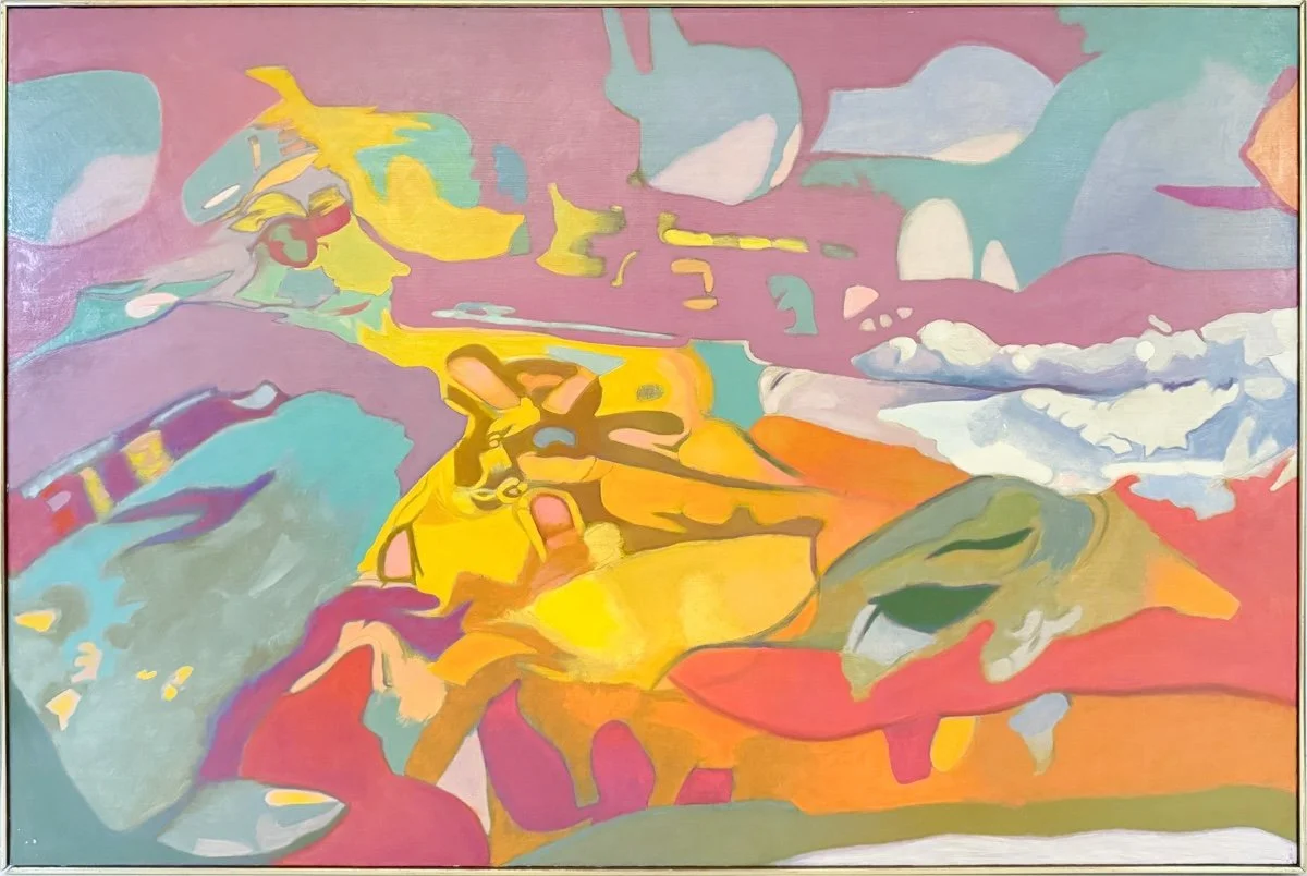 Ralph Wickiser Wandering Waves, abstract landscape in bright colors