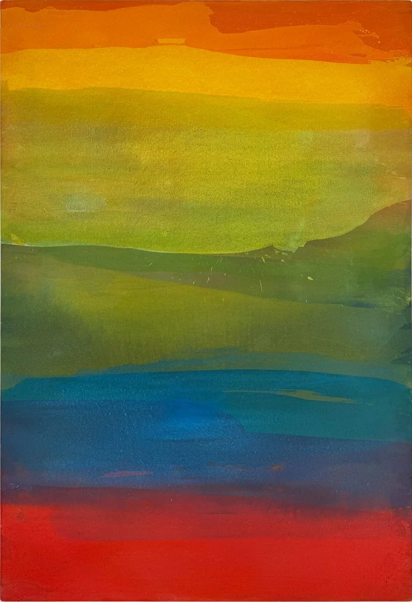 Susan Coley Horizons, abstract painting of a ROYGBIV gradient ombre